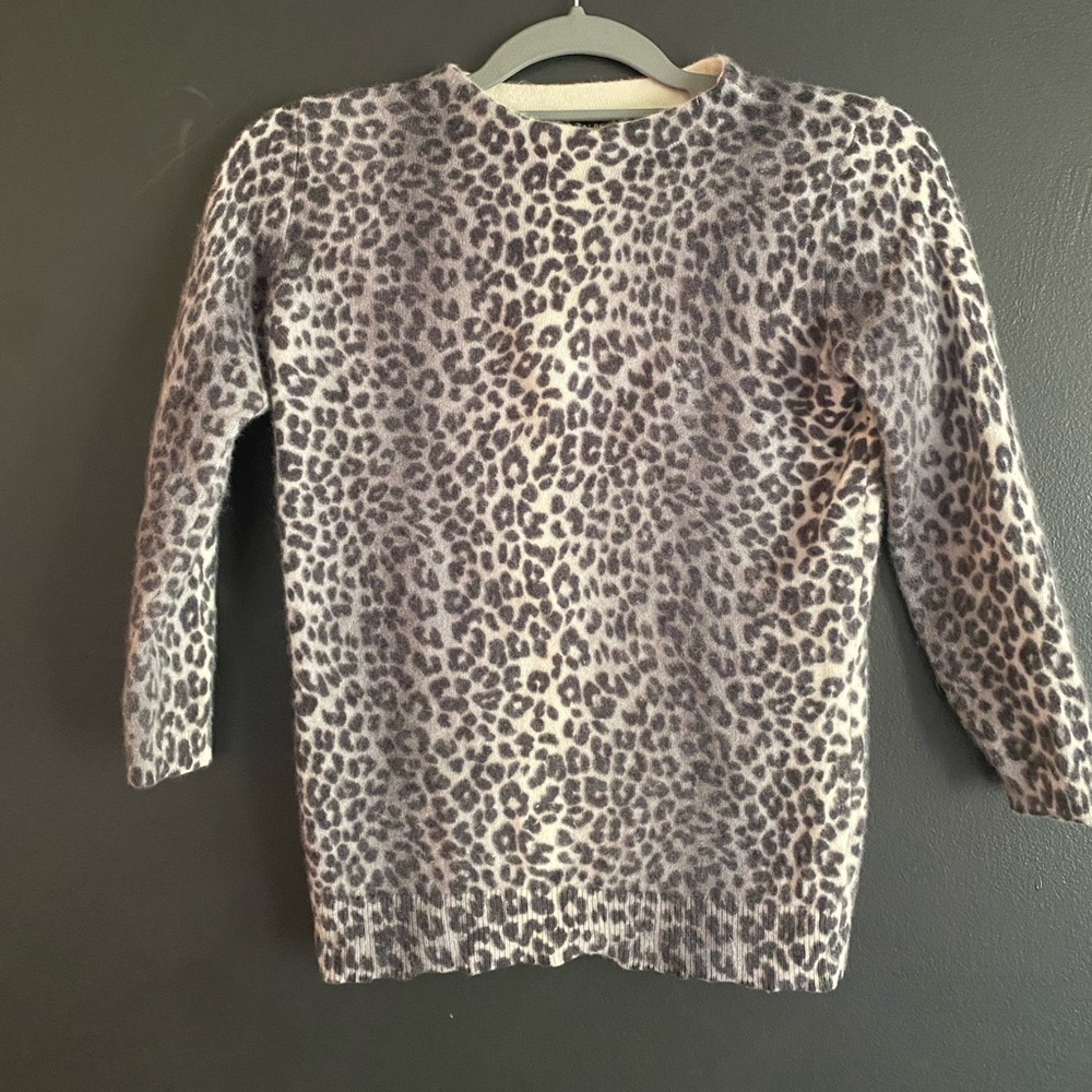 Talbots Gray Leopard Print Sweater